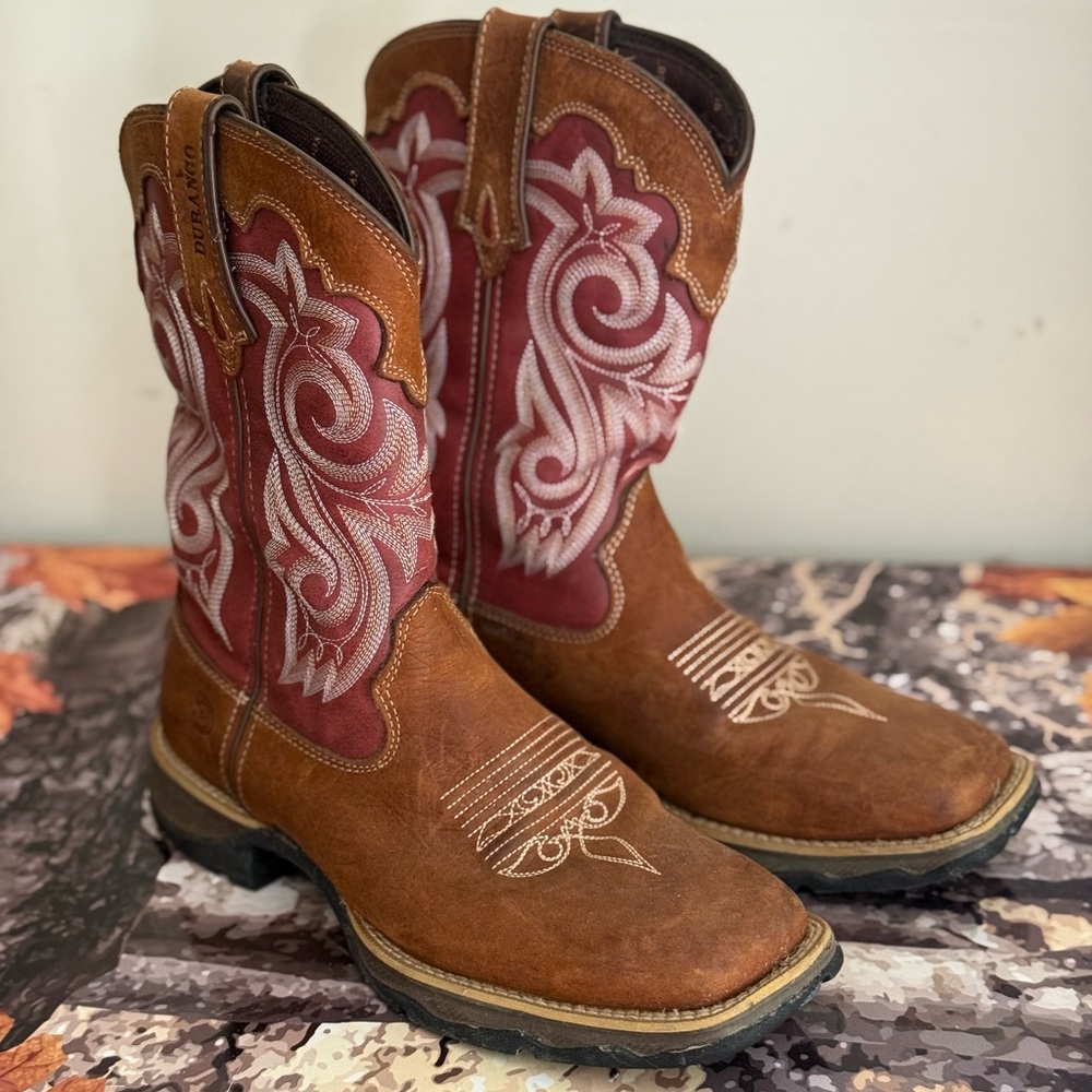 Durango Brown and Ruby Red Boots
